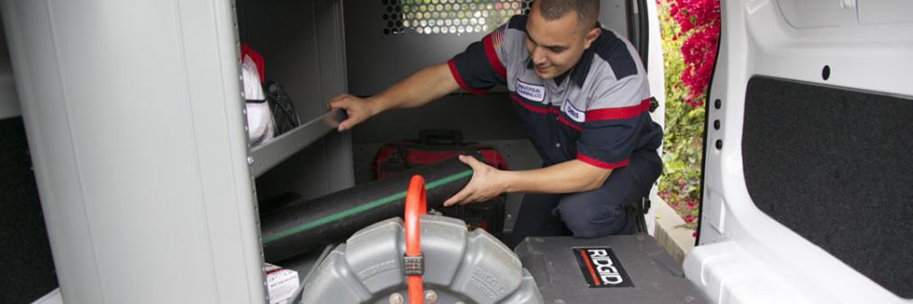 Chris is taking out the ridgid snake to work on a drain cleaning in Mercer Island, WA